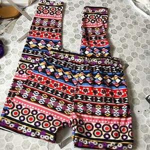 MuSA One Size Elastic Waist Pull On Skinny High Rise Striped Patterned Leggings